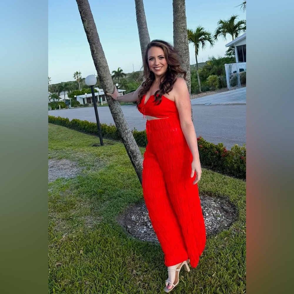 Women's bright orange/red two piece set